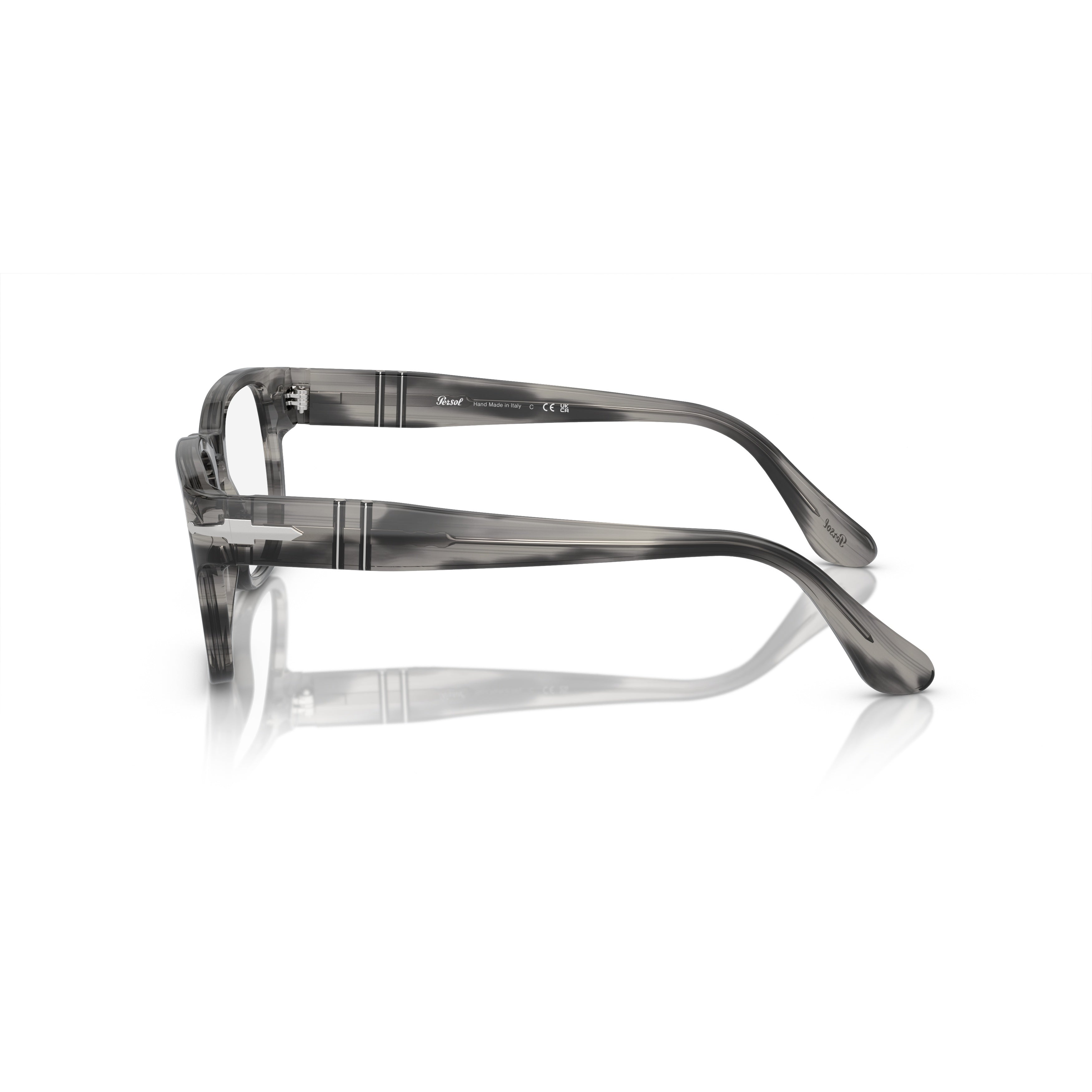 0po3334v Translucent Acetate Rectangular Eyeglasses with Metallic Details