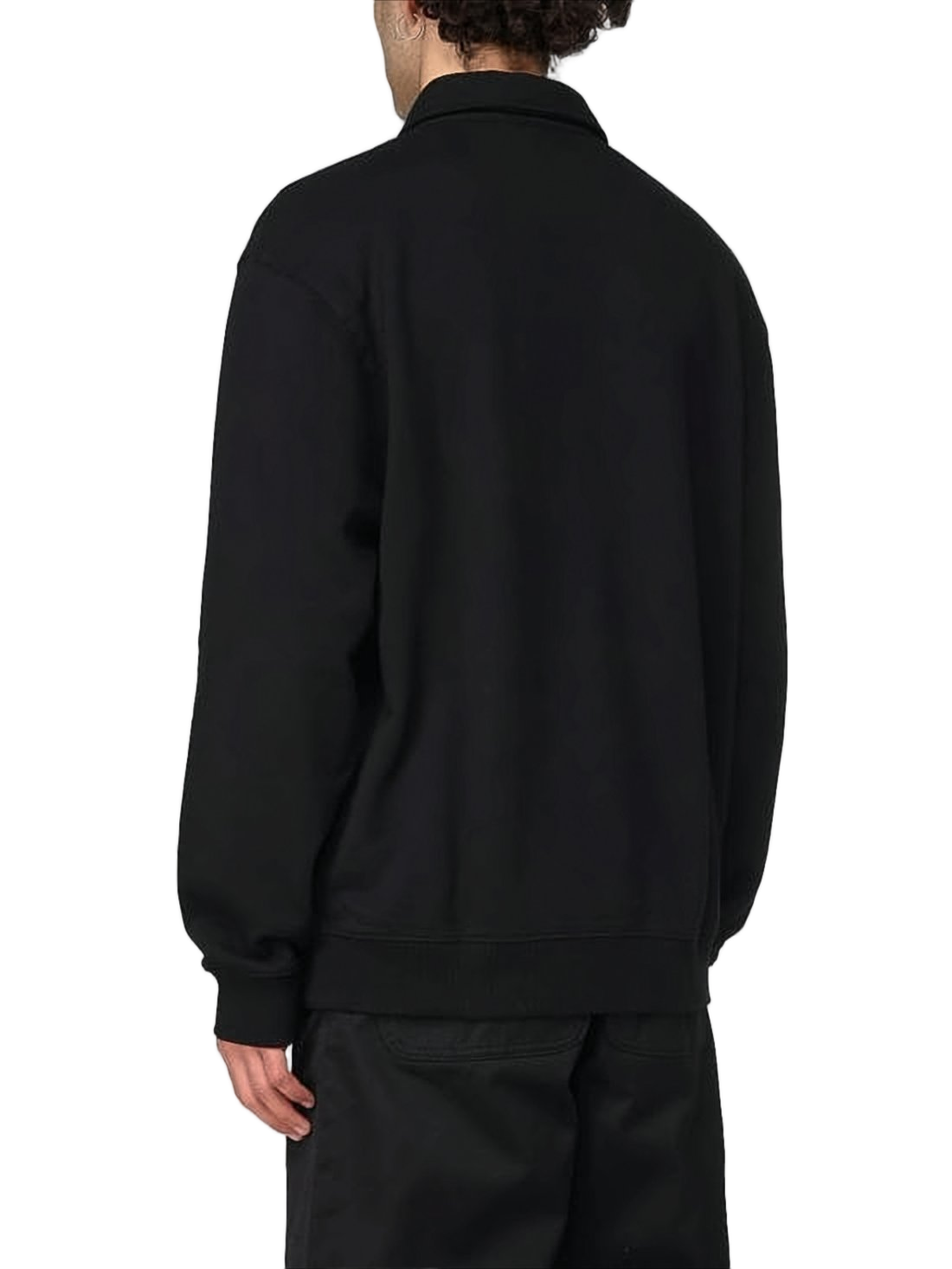 Black Long-Sleeve Polo Collar Sweatshirt