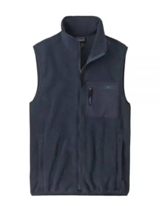 Sleeveless Blue Vest With Front Zipper And Stand-Up Collar
