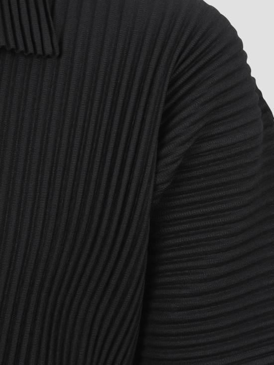 Pleated Black Short-Sleeve Top