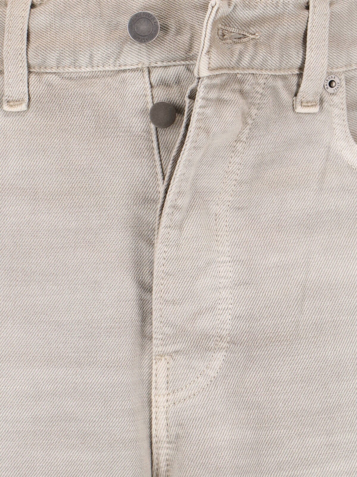 Beige Wide-Leg Cotton Denim Straight Jeans
