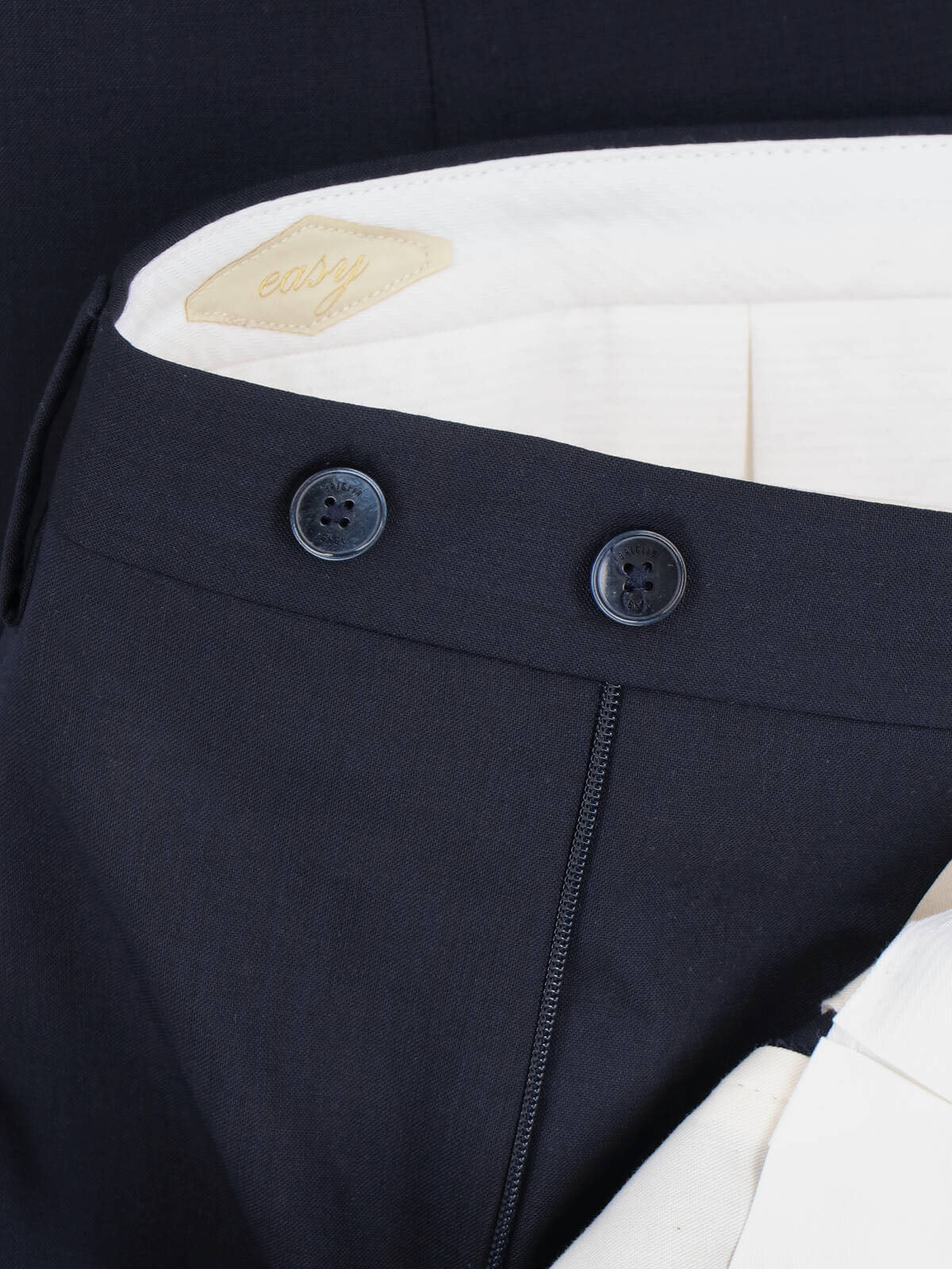 Navy Tailored Mid-Rise Virgin Wool Trousers