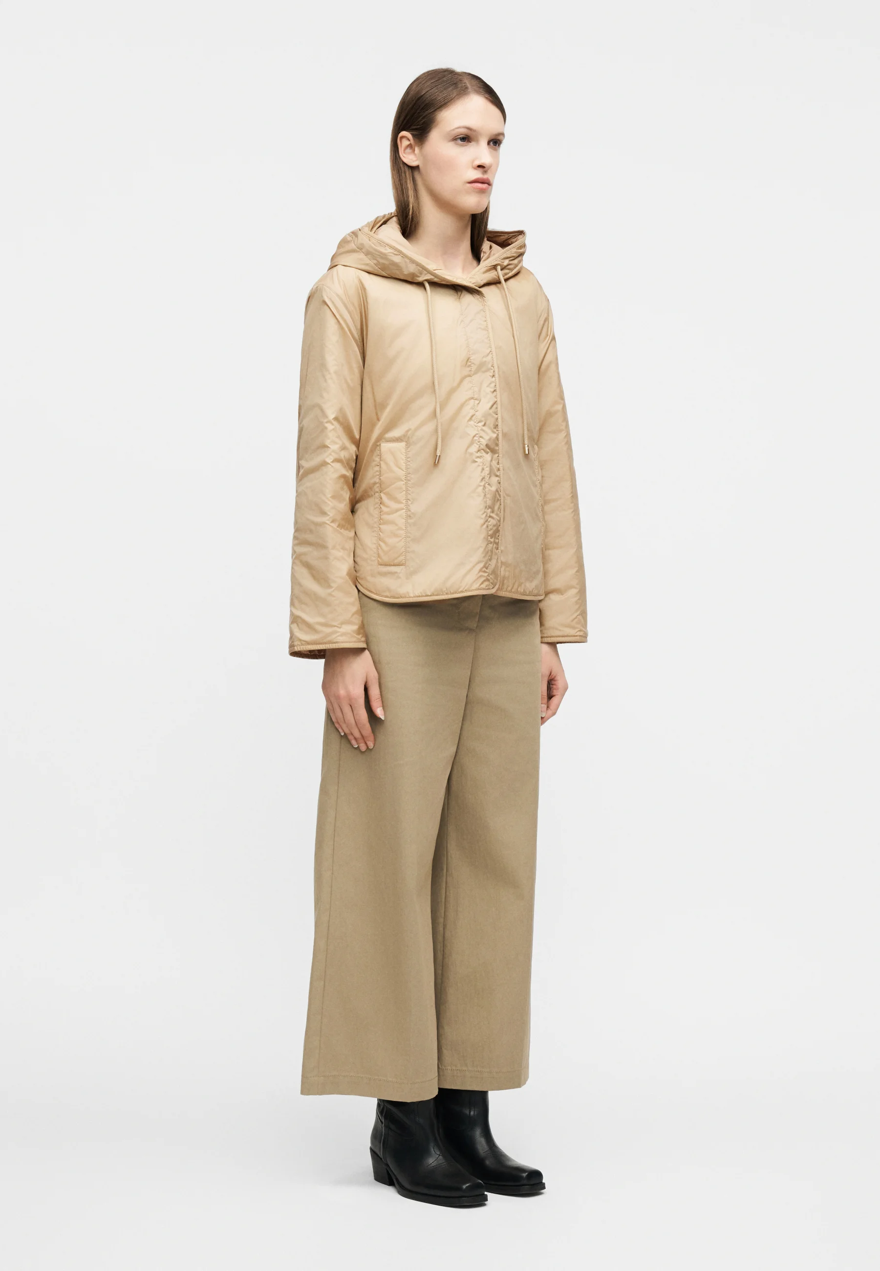 Beige Cotton Blend Casual Jacket