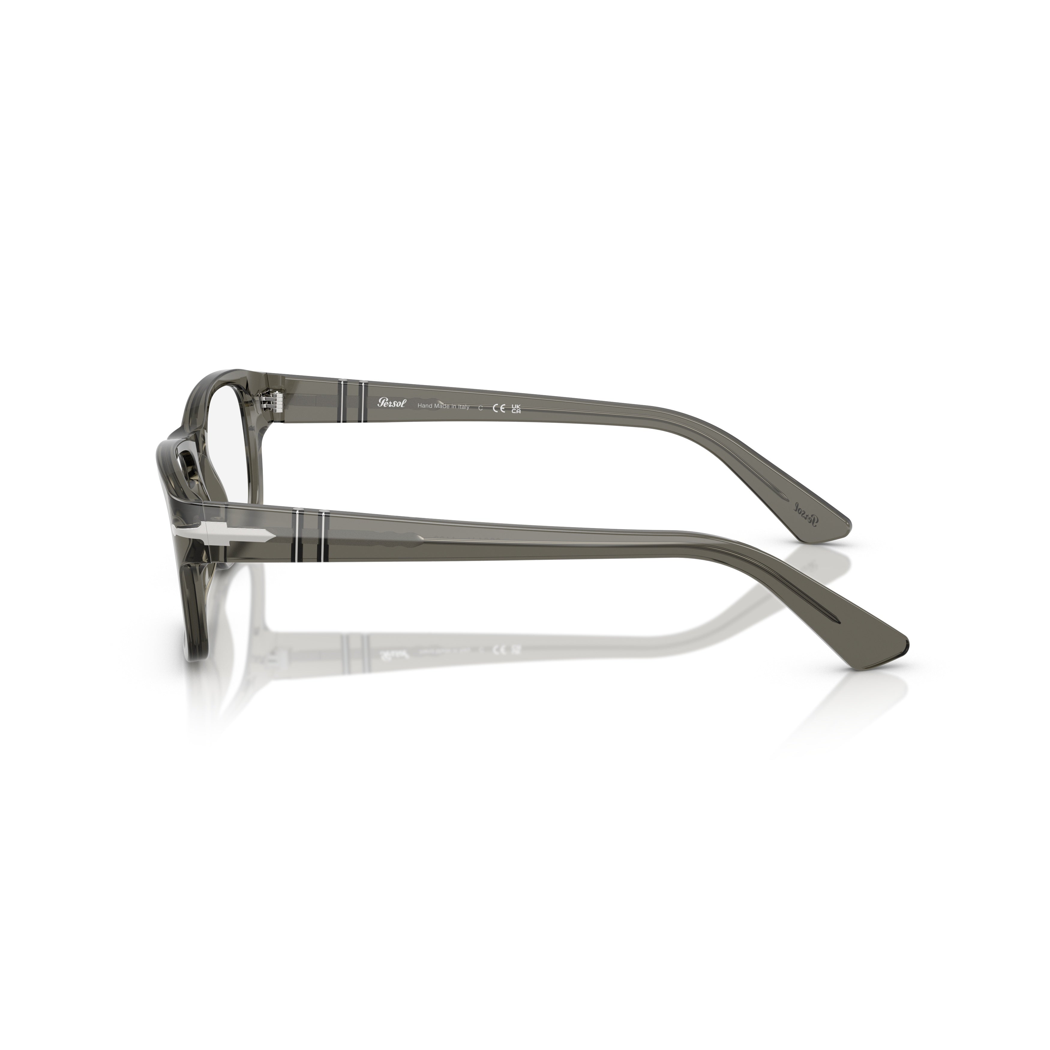 0po3364v Translucent Grey Acetate Rectangular Eyeglasses