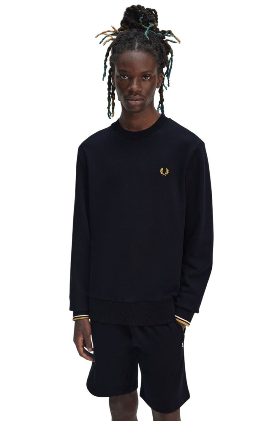 Regular Fit Black Hoodie With Ribbed Edges