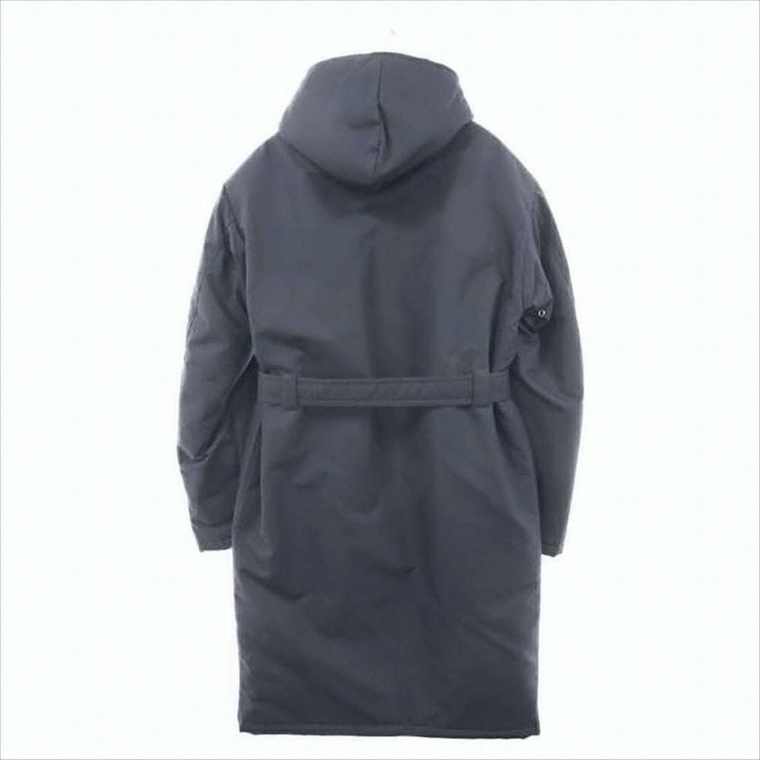 Long Hooded Casual Jacket with Pouch and Belted Waist