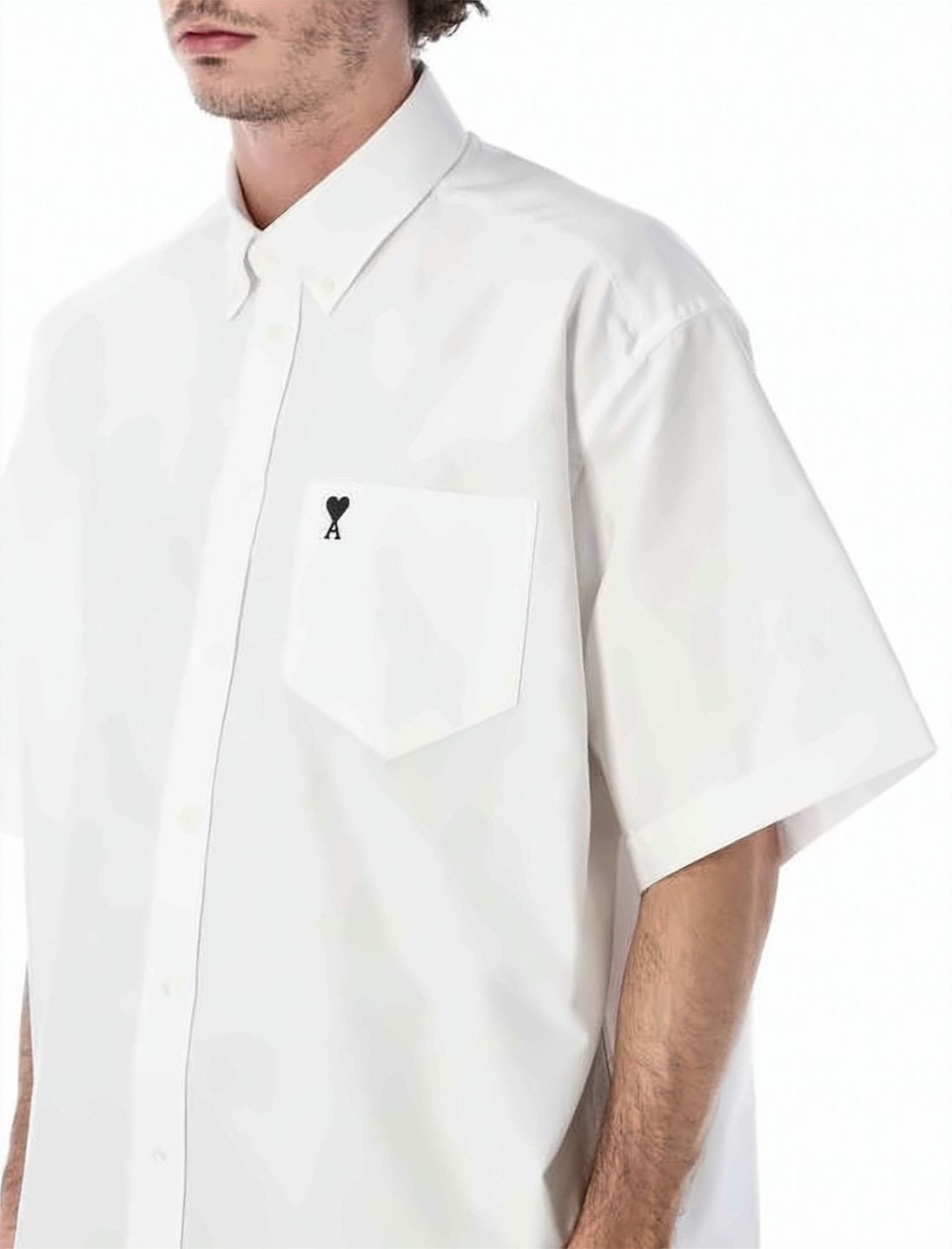Short-Sleeve Boxy Shirt with Button-Down Collar