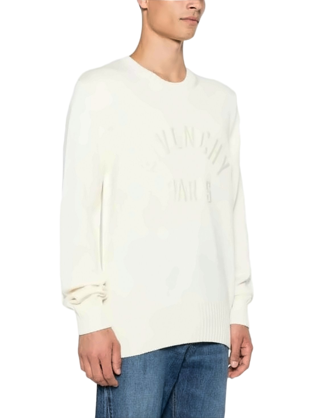 Relaxed Fit White Cotton Sweater
