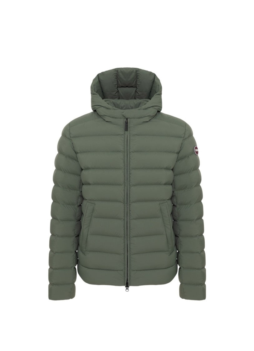 Eco-Friendly Down Jacket with Snap-Button Collar