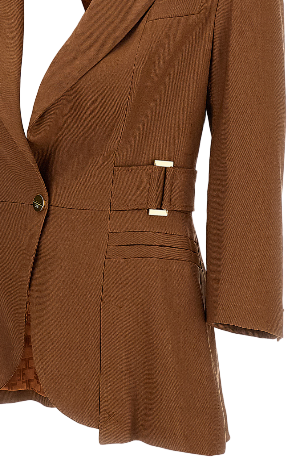 Linen-Blend Jacket with Gold Metallic Details