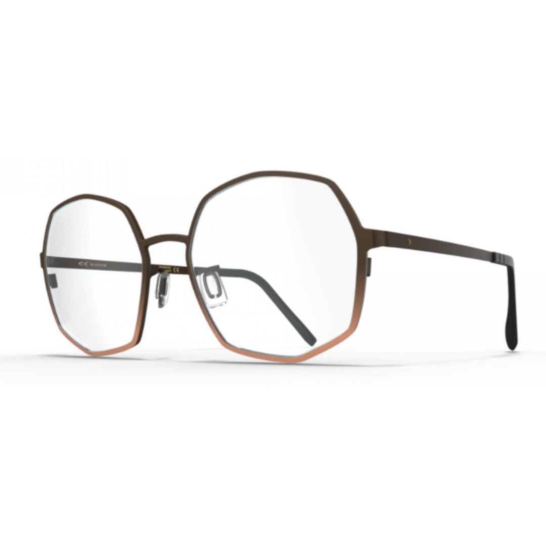 Bf1081 Sable Geometric Brown Beta-Titanium Eyeglasses with Adjustable Nose Pads