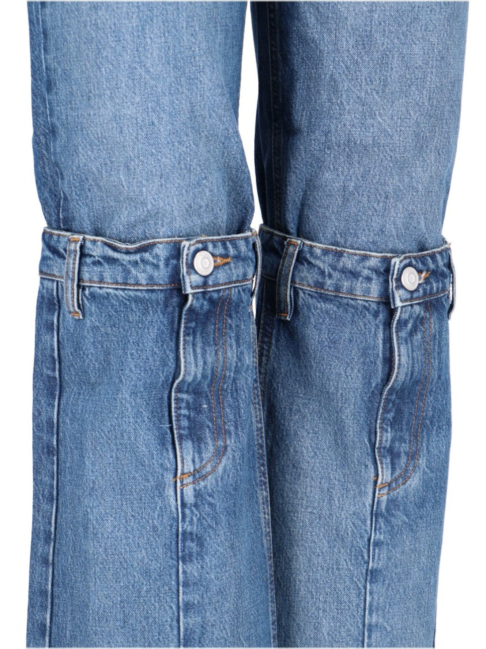 Open Knees Bootcut Jeans In Blue Denim