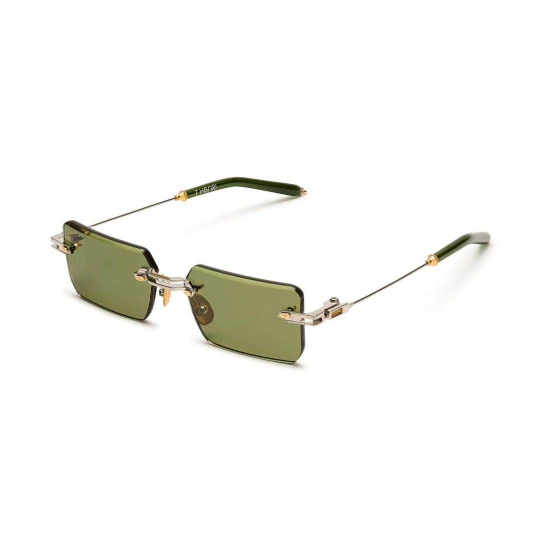 Evija Rectangular Rimless Sunglasses with Metallic Bridge