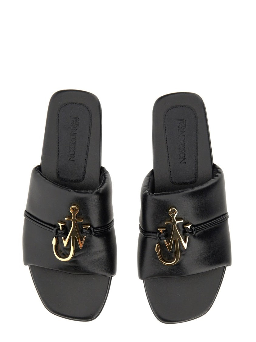 Slide Sandal With Gold-Tone Logo Embellishment
