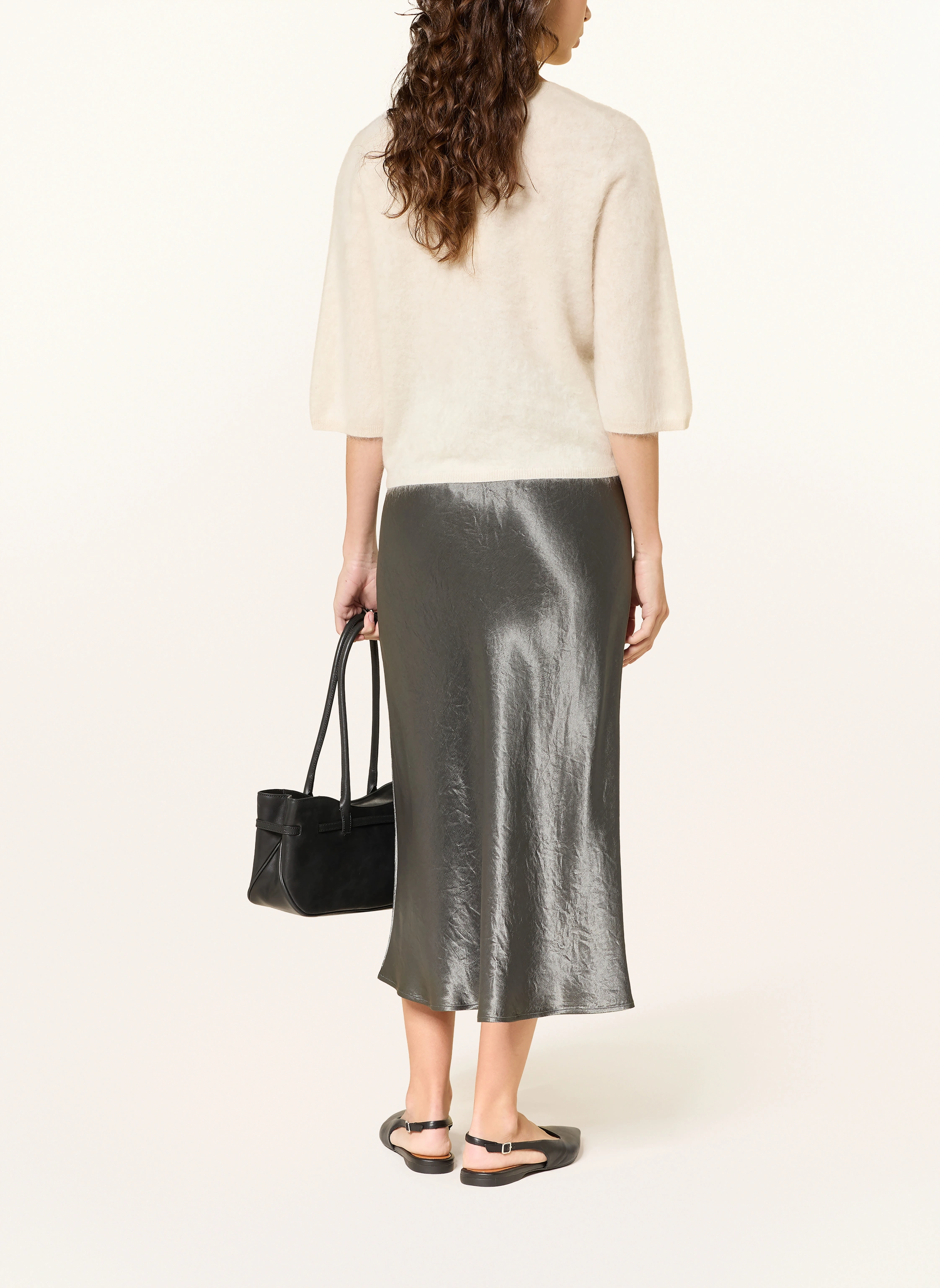 Midi Skirt with Shiny Finish and A-Line Silhouette