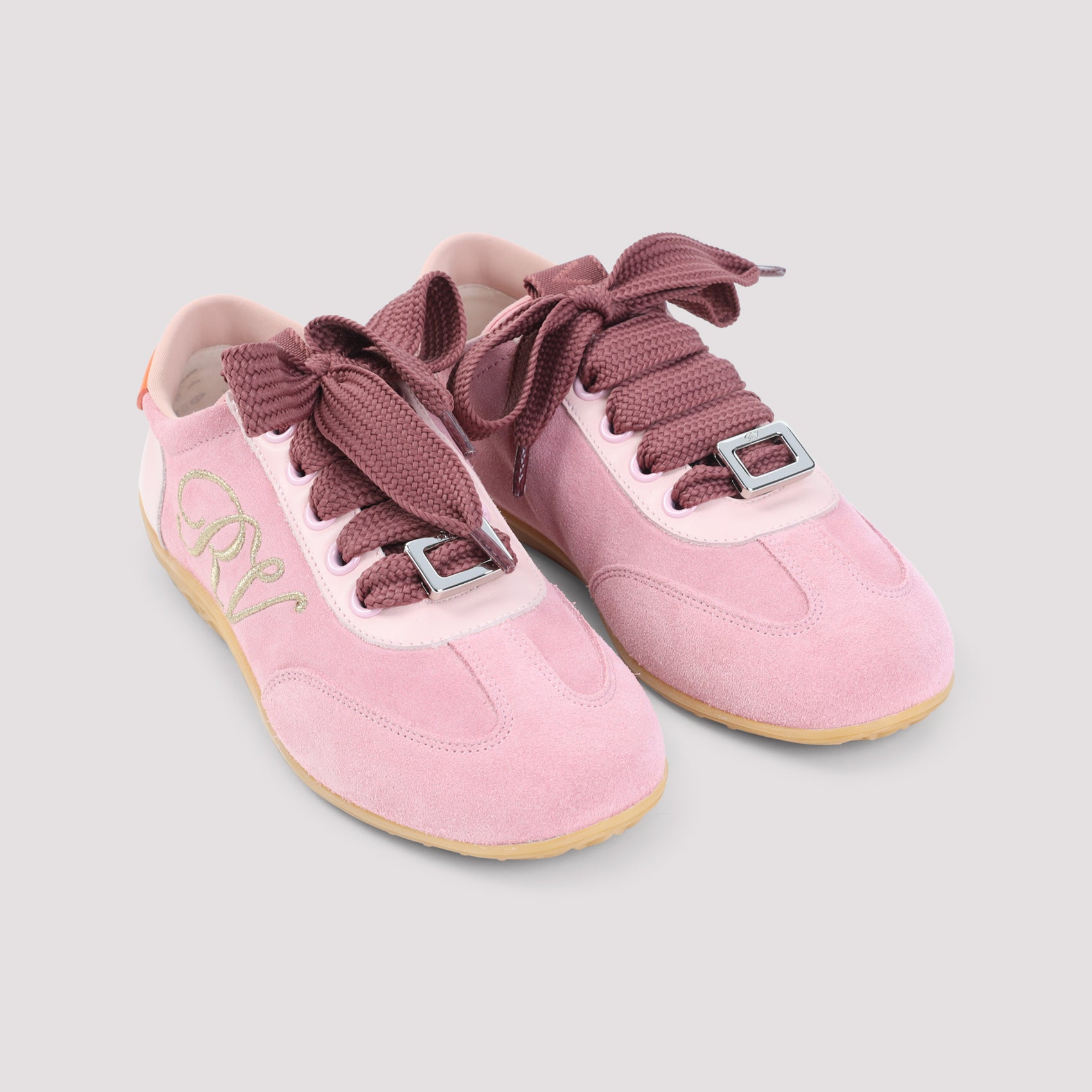 Suede Sneakers With Contrasting Accents And Embroidered Logo