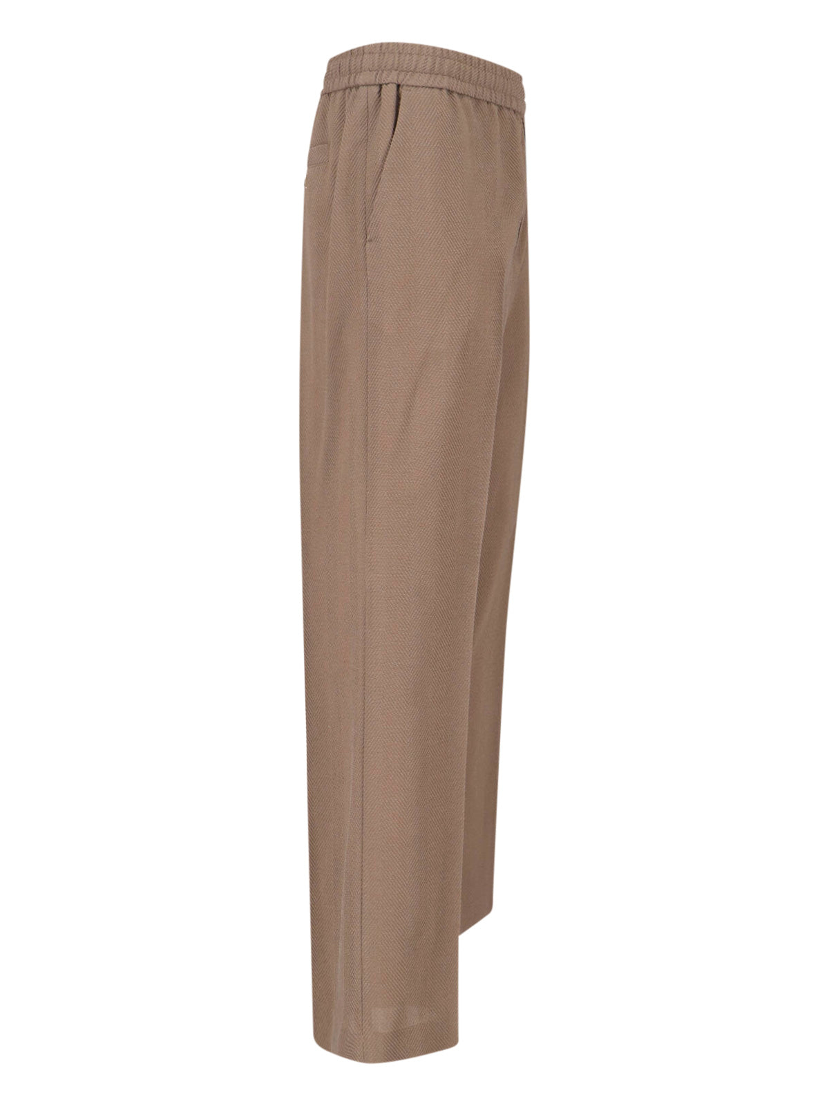 Taupe Wide-Leg Virgin Wool Sport Trousers