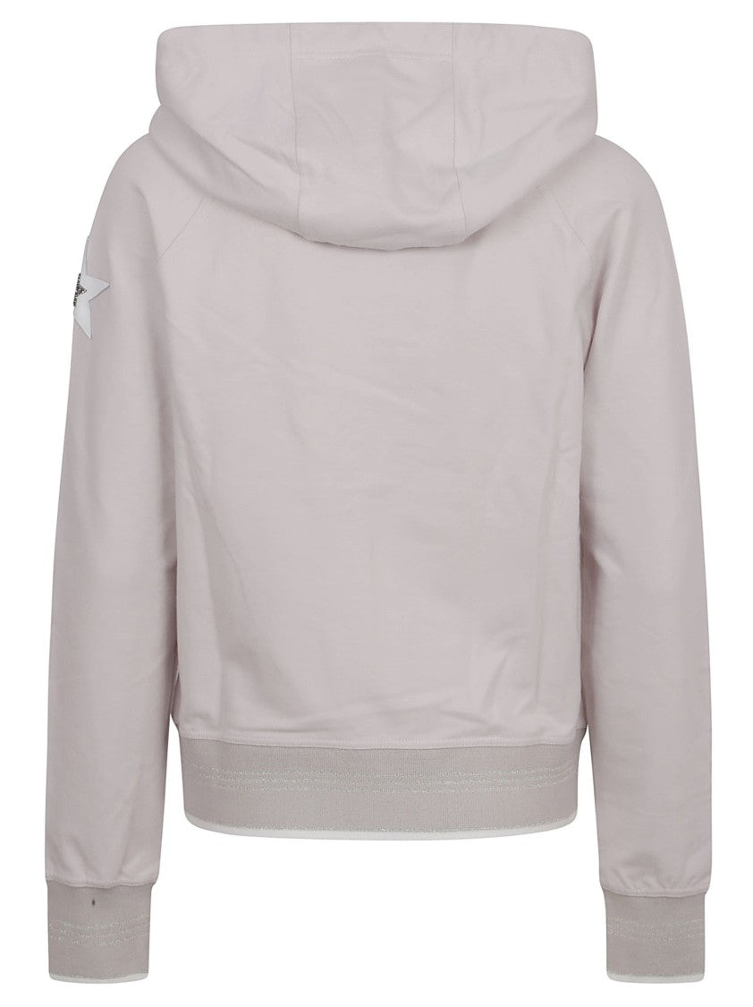 Hooded Zip-Up Sweater With Ribbed Detailing