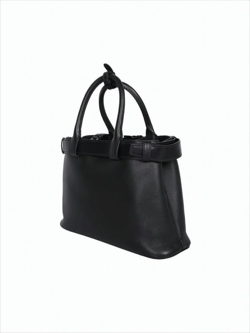 Structured Black Calf Leather Tote