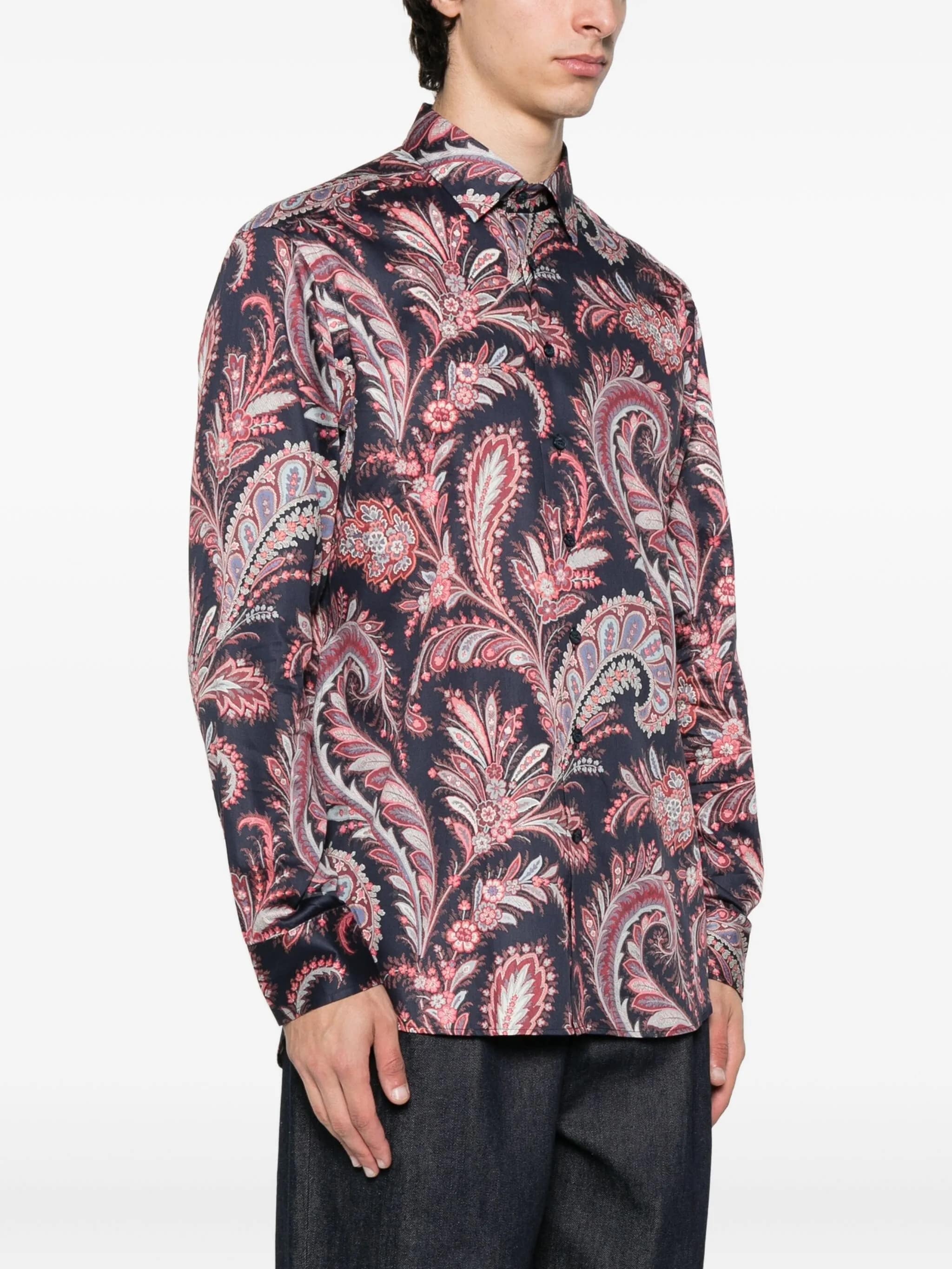 Roma Black Red Paisley Pattern Shirt