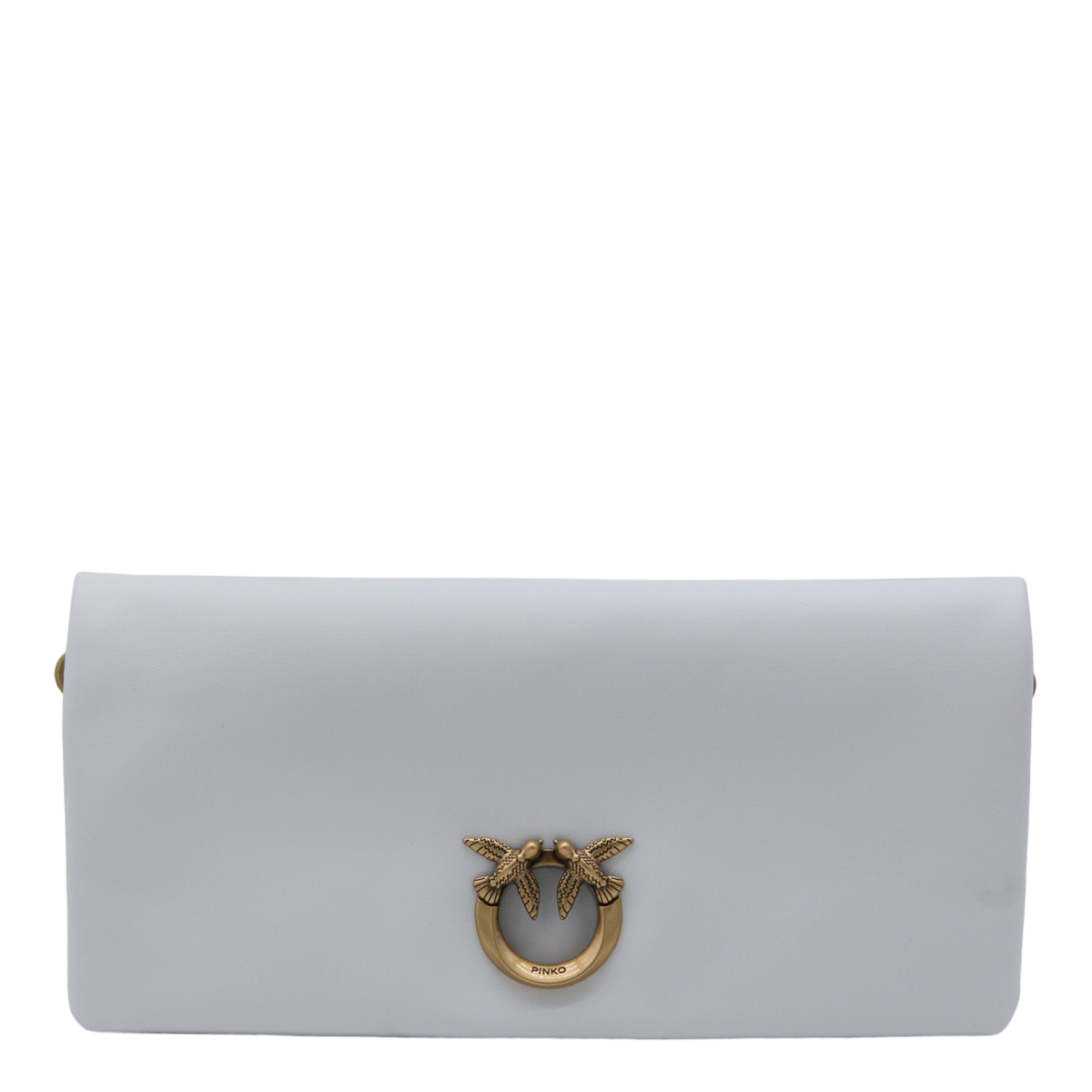 Rectangular White Bag with Gold-tone Clasp