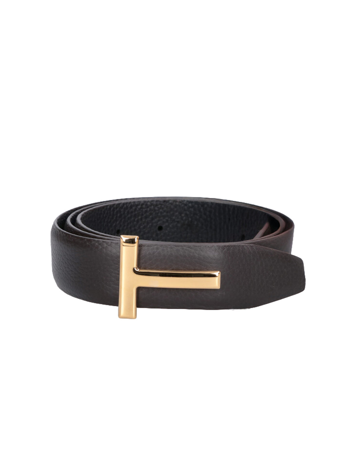 Dark Brown Hammered Leather T Icon Belt