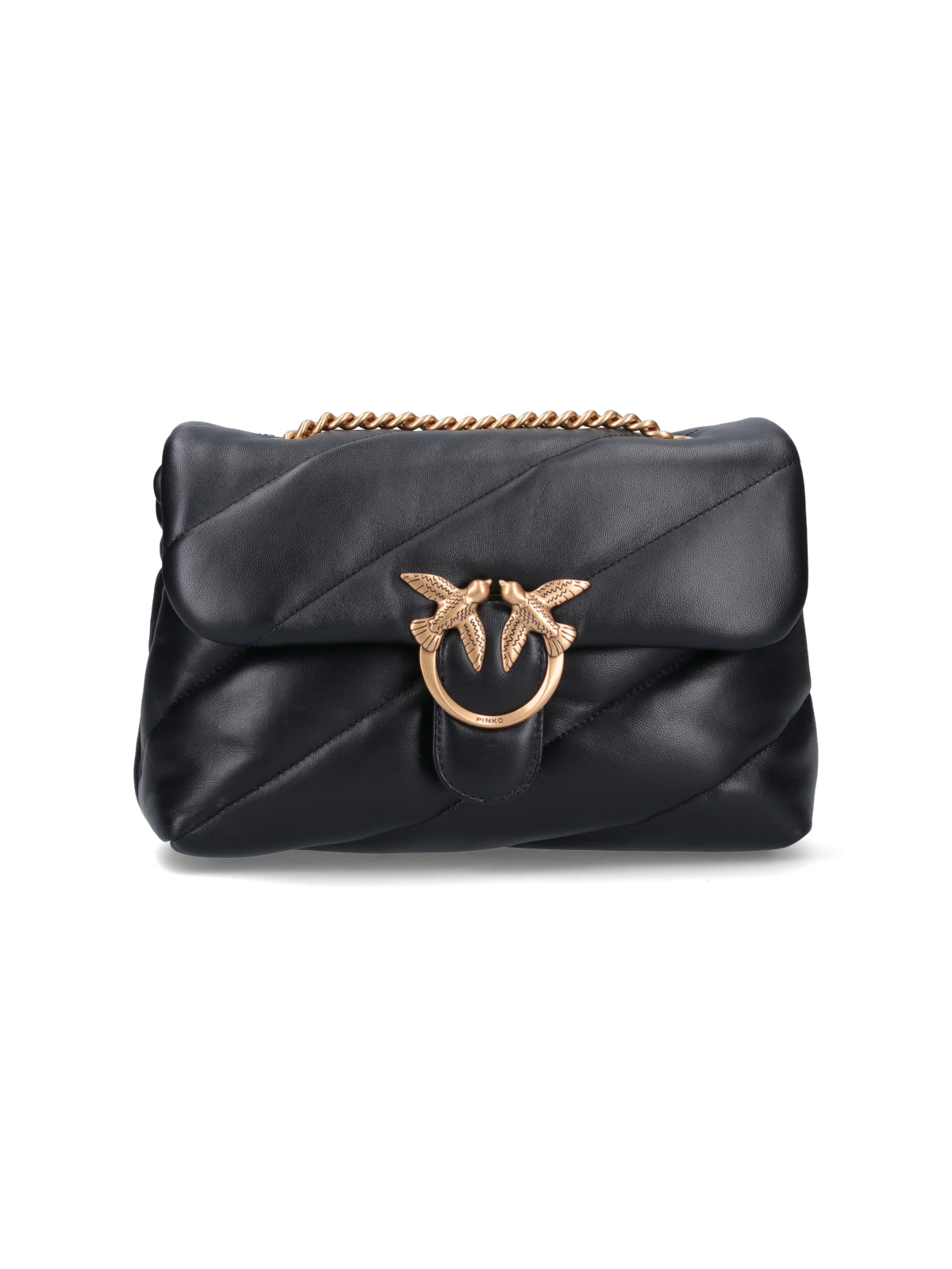 Quilted Nappa Leather Shoulder Bag With Love Birds Buckle