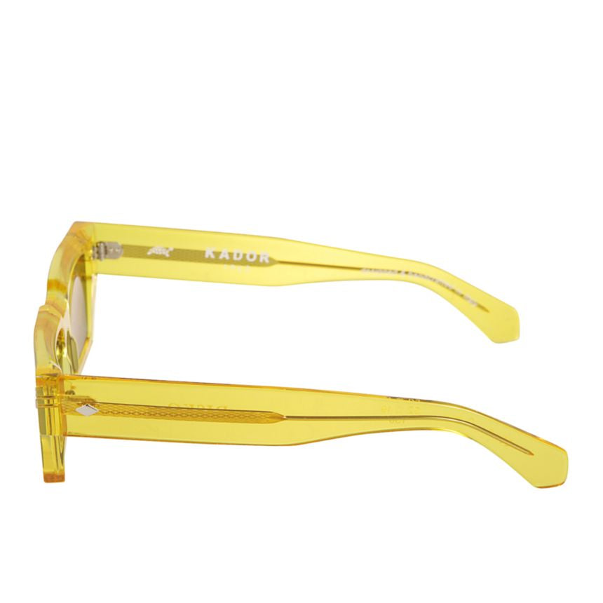 Disko Translucent Yellow Rectangular Sunglasses with Reflective Blue Lenses