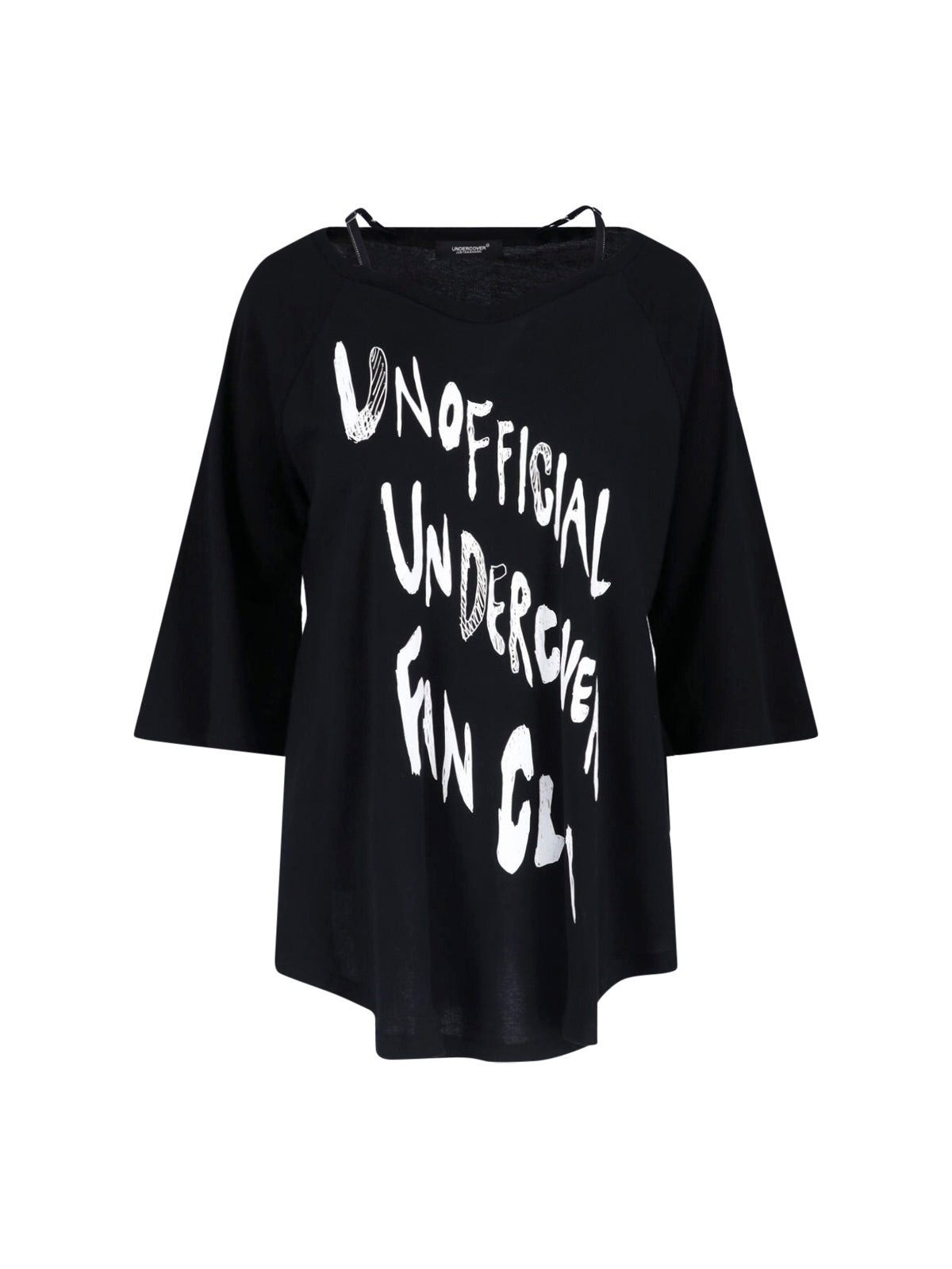 Black Loose-Fitting Hand-Painted Graphic T-Shirt