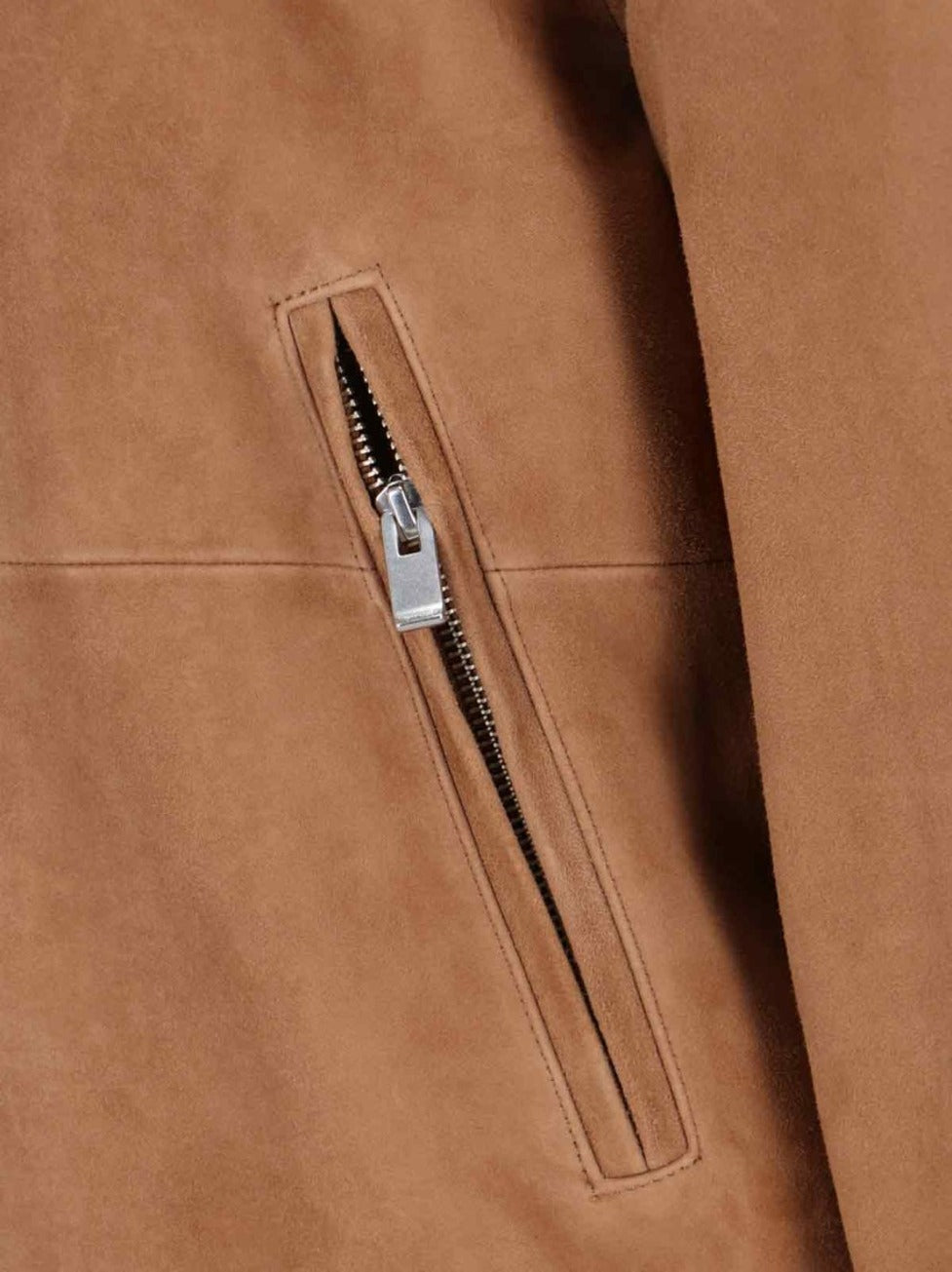 Suede Blouson With Classic Collar And Zippered Pockets