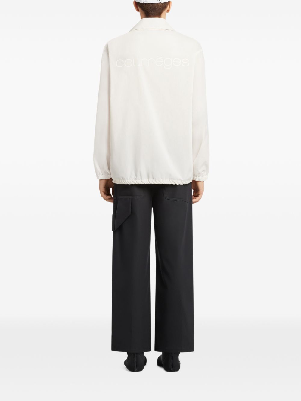 Beige Logo Lettering Drawstring Hem Jacket
