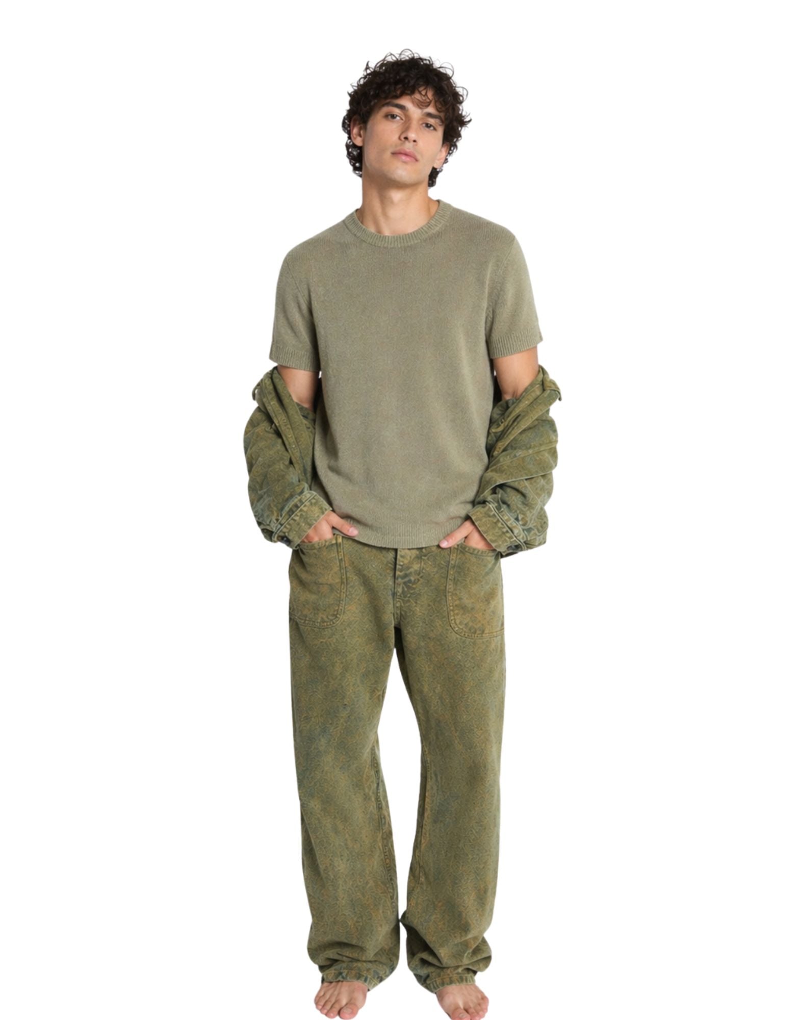 Olive Hemp Knit Garment Dyed T-Shirt