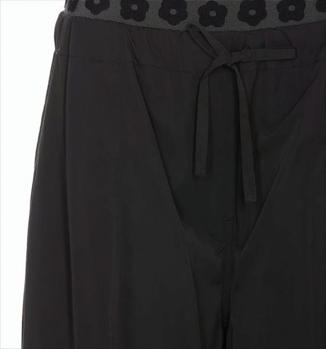 Wide-Leg Floral Pattern Pants With Drawstring Waist