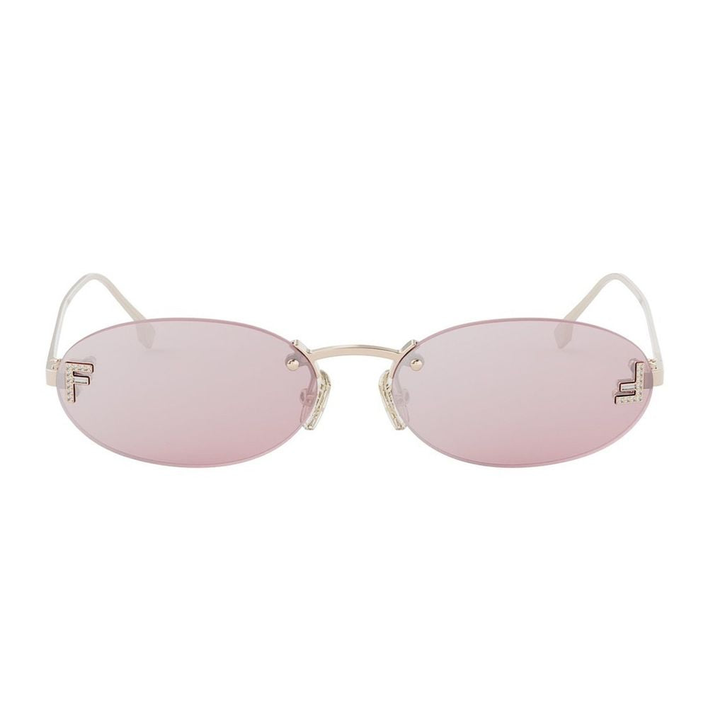 First Crystal 90S Inspired Oval Rimless Sunglasses