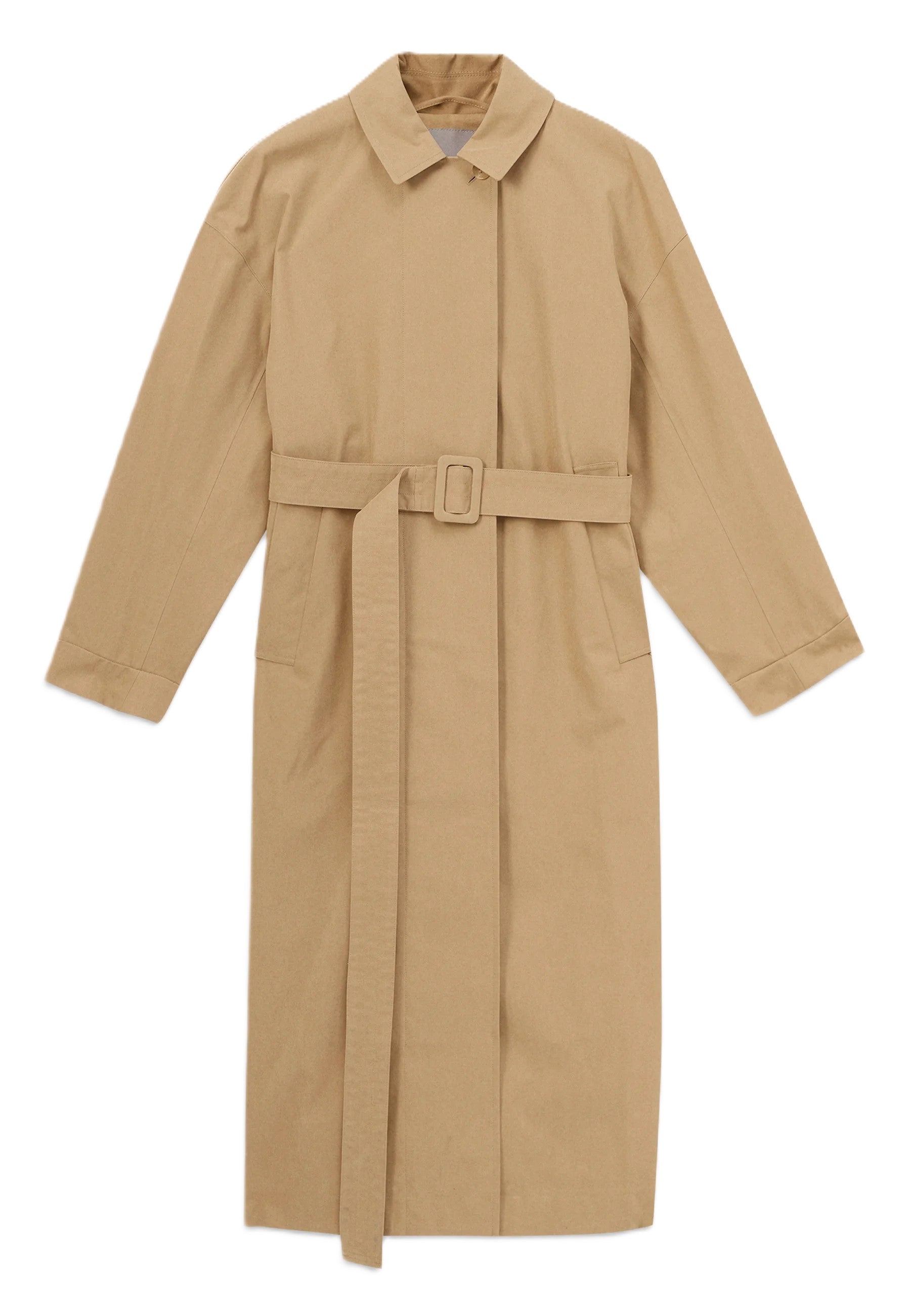 Knee-Length Trench Coat With Classic Collar