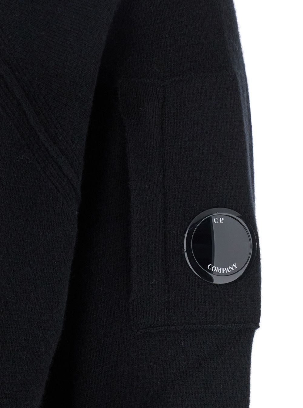 Full-Zip Hooded Sweatshirt in Black Wool-Polyamide Blend