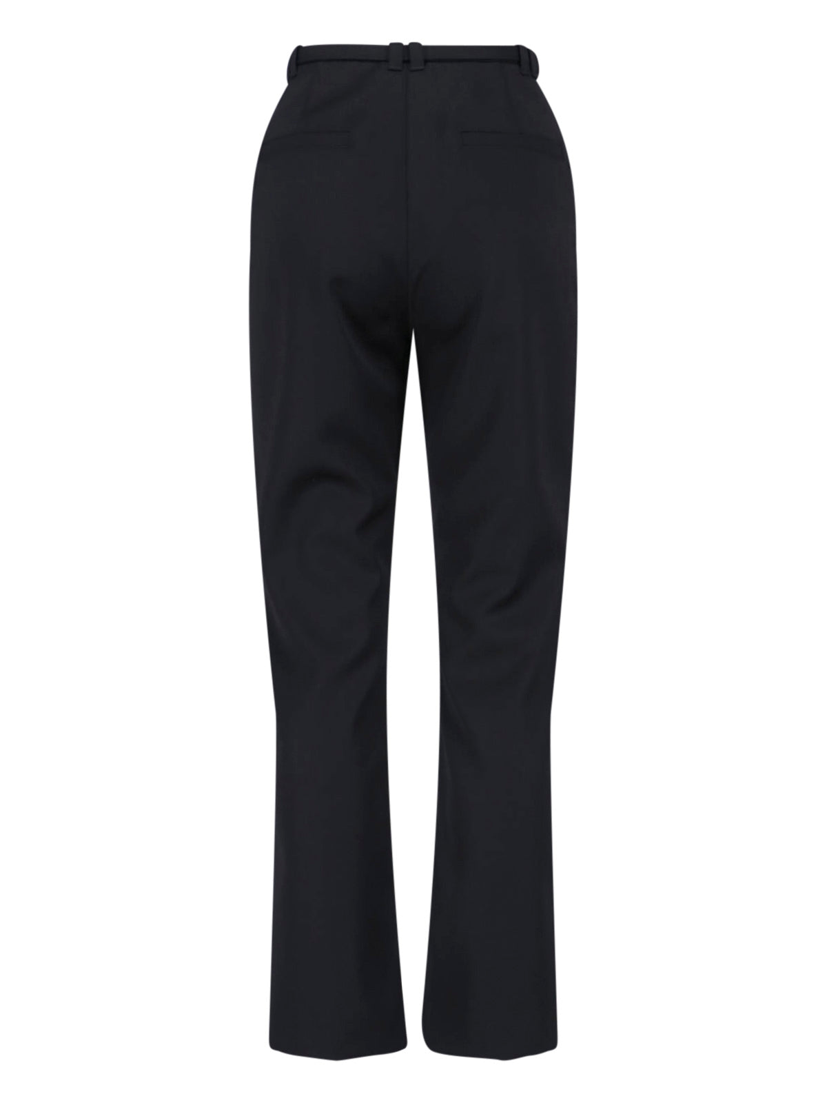 Black Tailored Wool Blend Pants with Belt