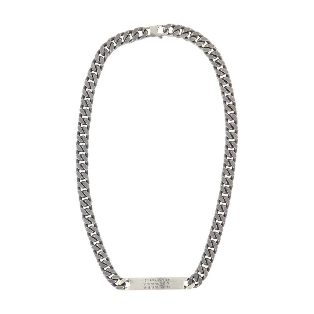 Minimal Logo Id Tag Necklace - Metal - Silver