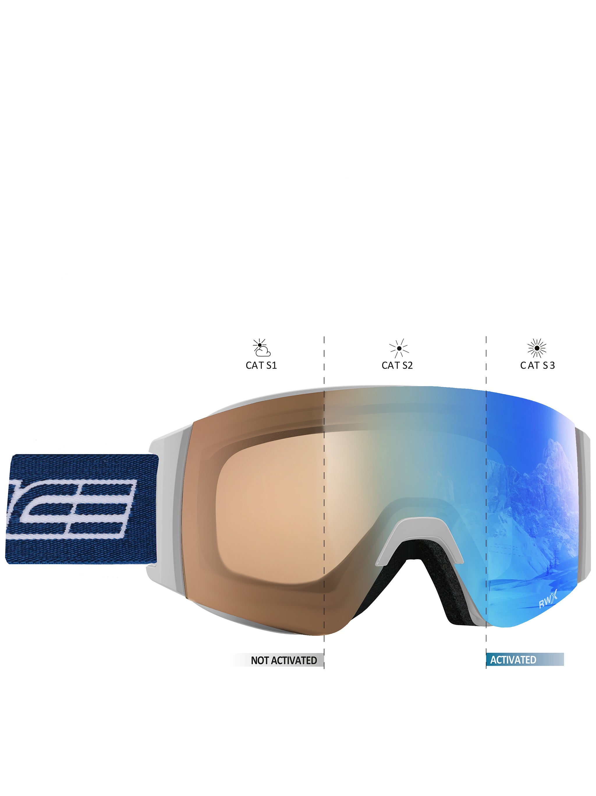 Grey Wide Lens Gradient Ski Goggles