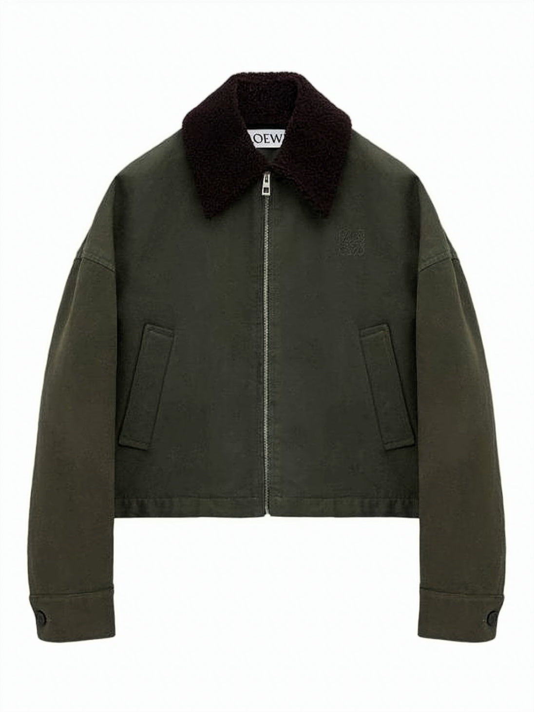 Cropped Boxy Jacket with Textured Collar