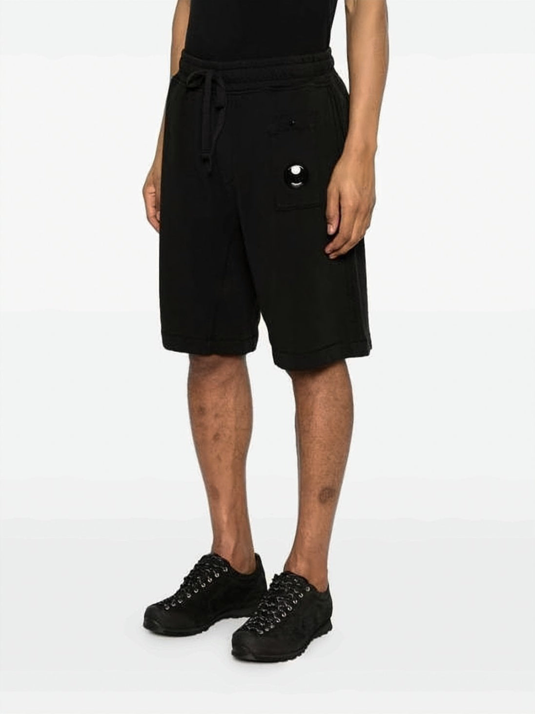 Relaxed Fit Olive Shorts With Button Closure And Flap Pocket