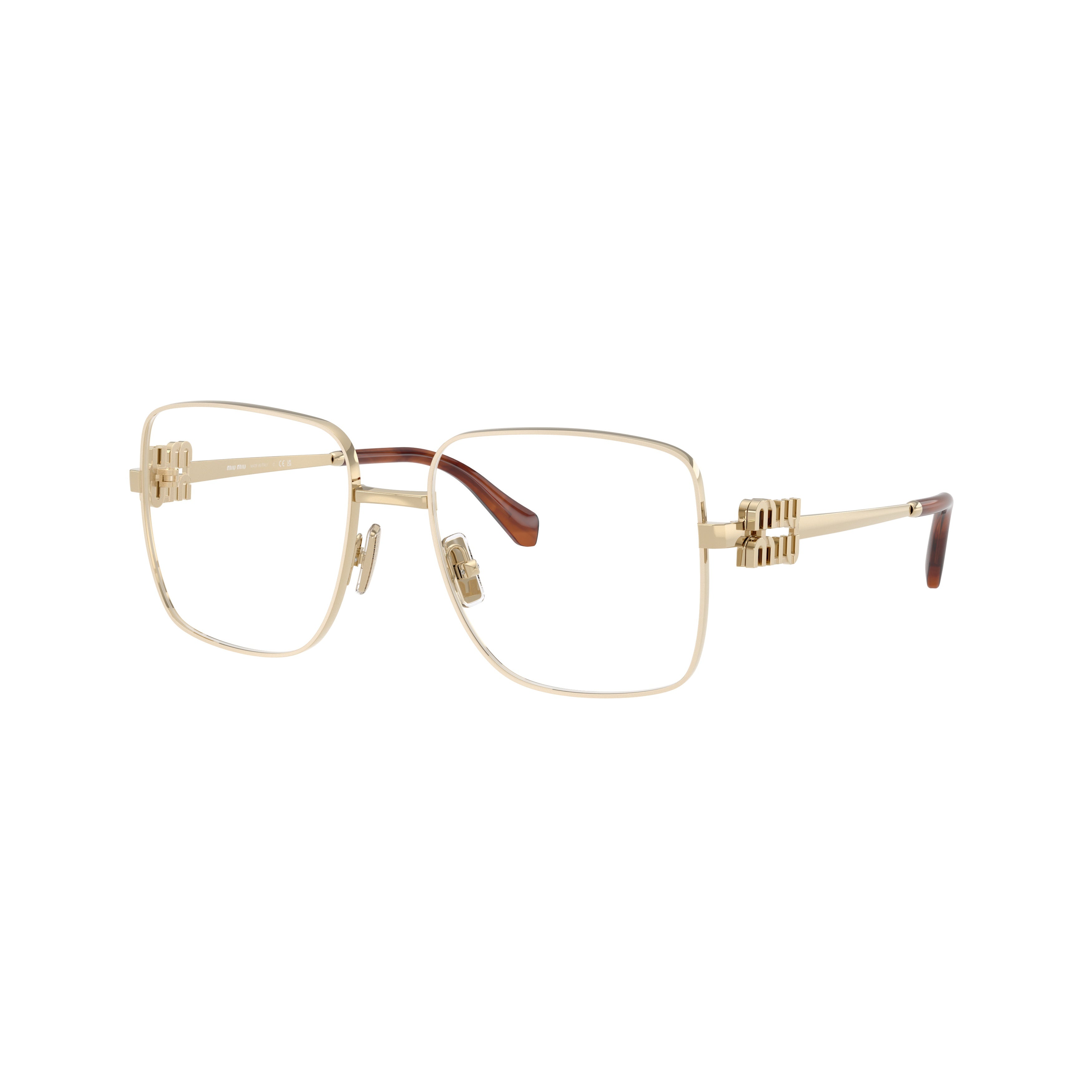 0mu 51xv Square-Shaped Gold-Finish Metal Eyeglasses