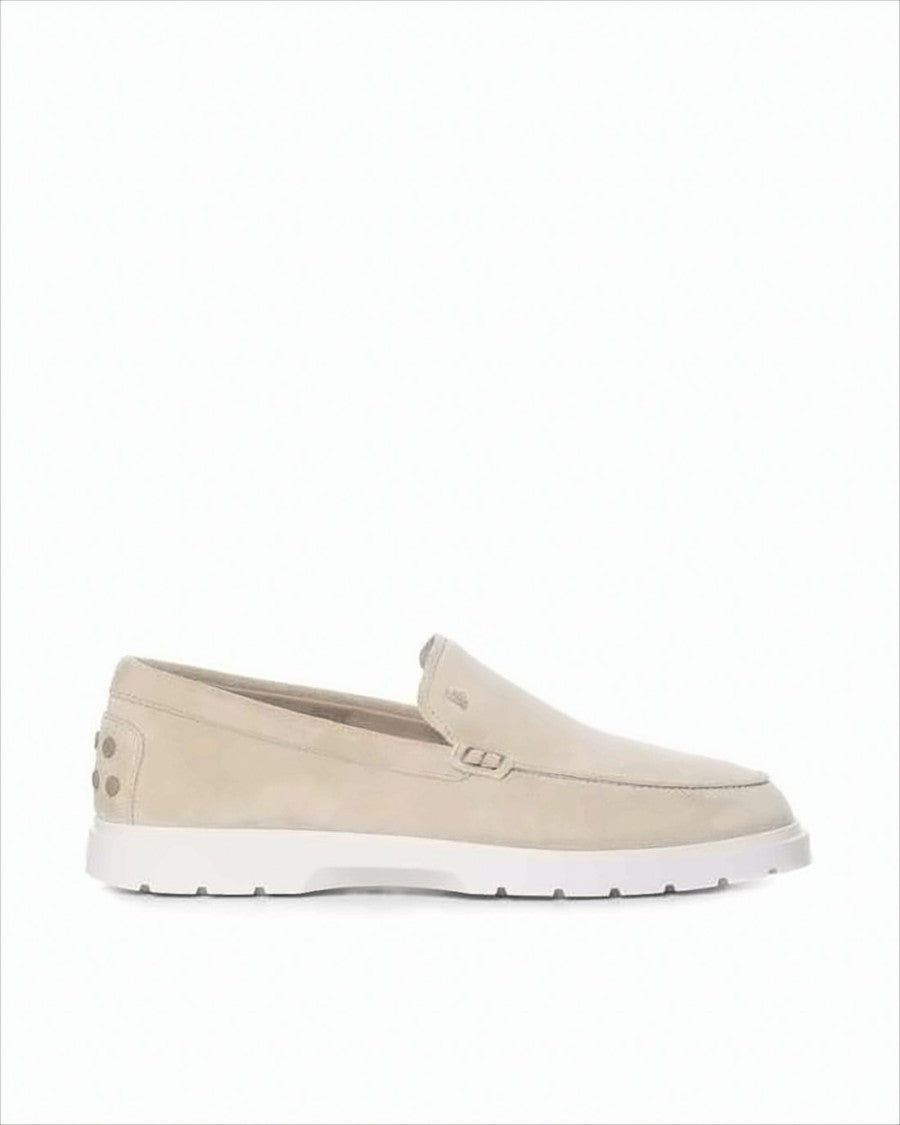 Suede Loafers with Textured Rubber Sole