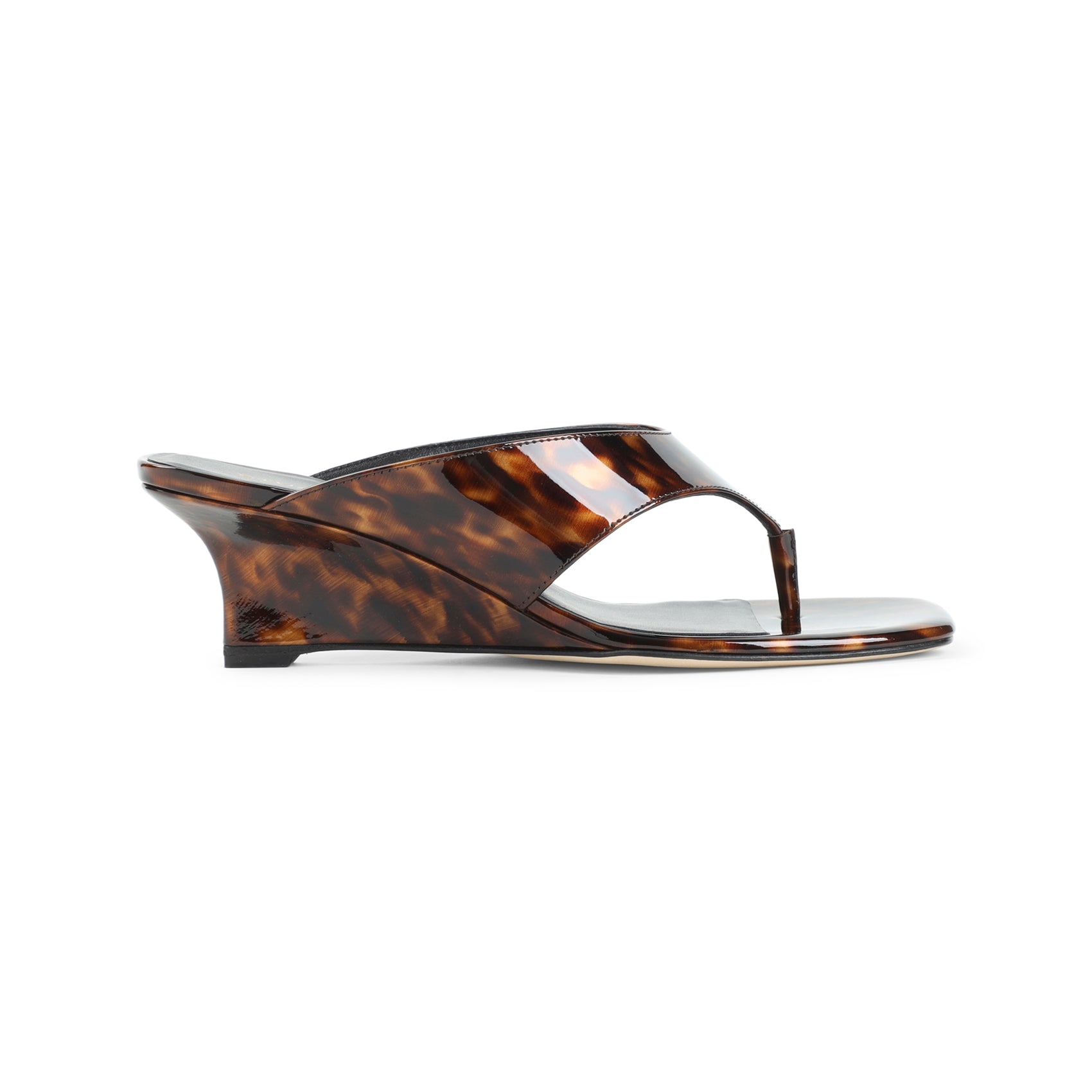 Wedge Sandals with Glossy Tortoiseshell Pattern