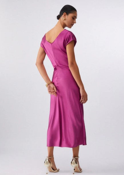 Pink Back V Neck Short Dress