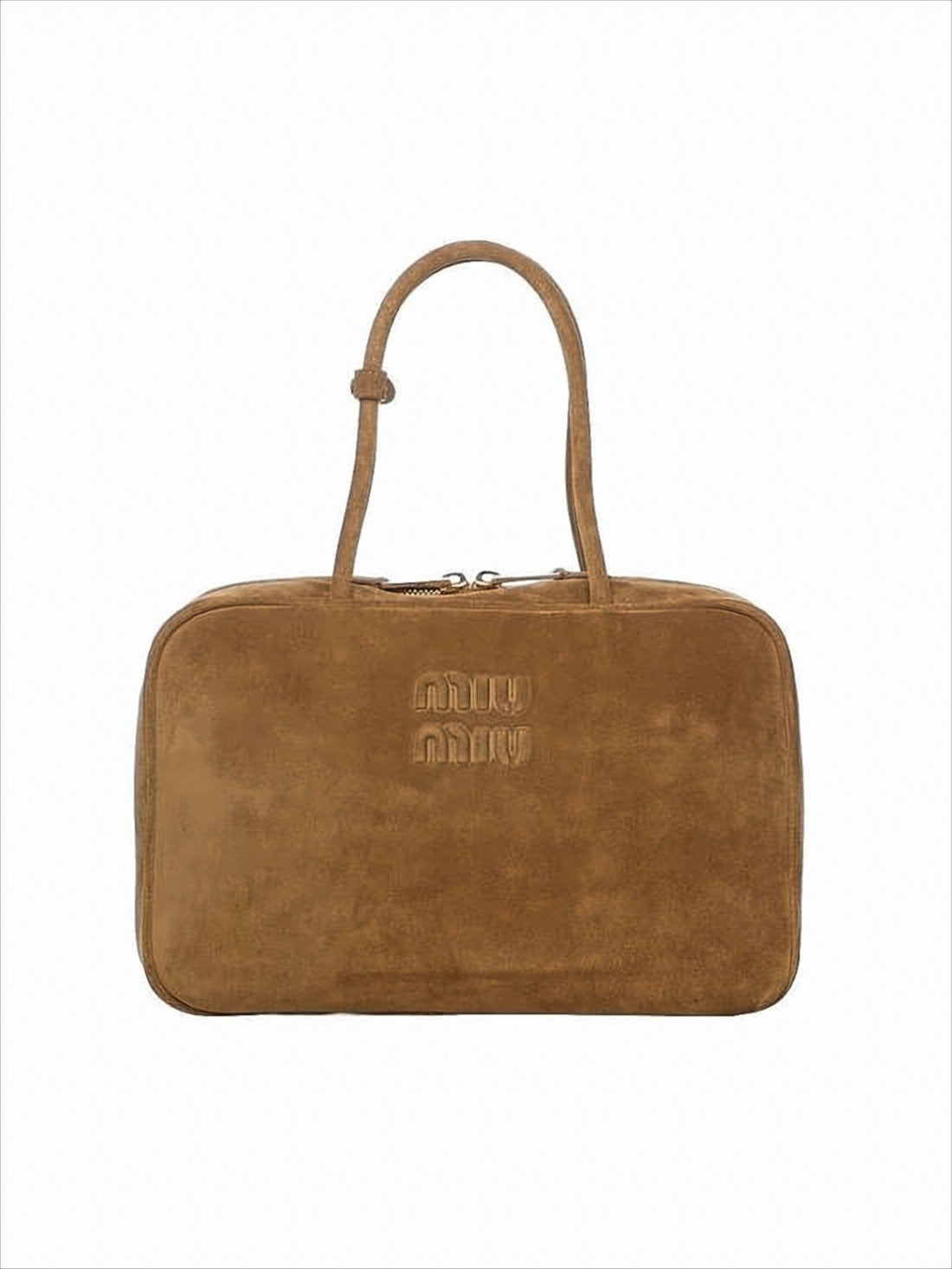 Rectangular Brown Suede Calf Leather Tote
