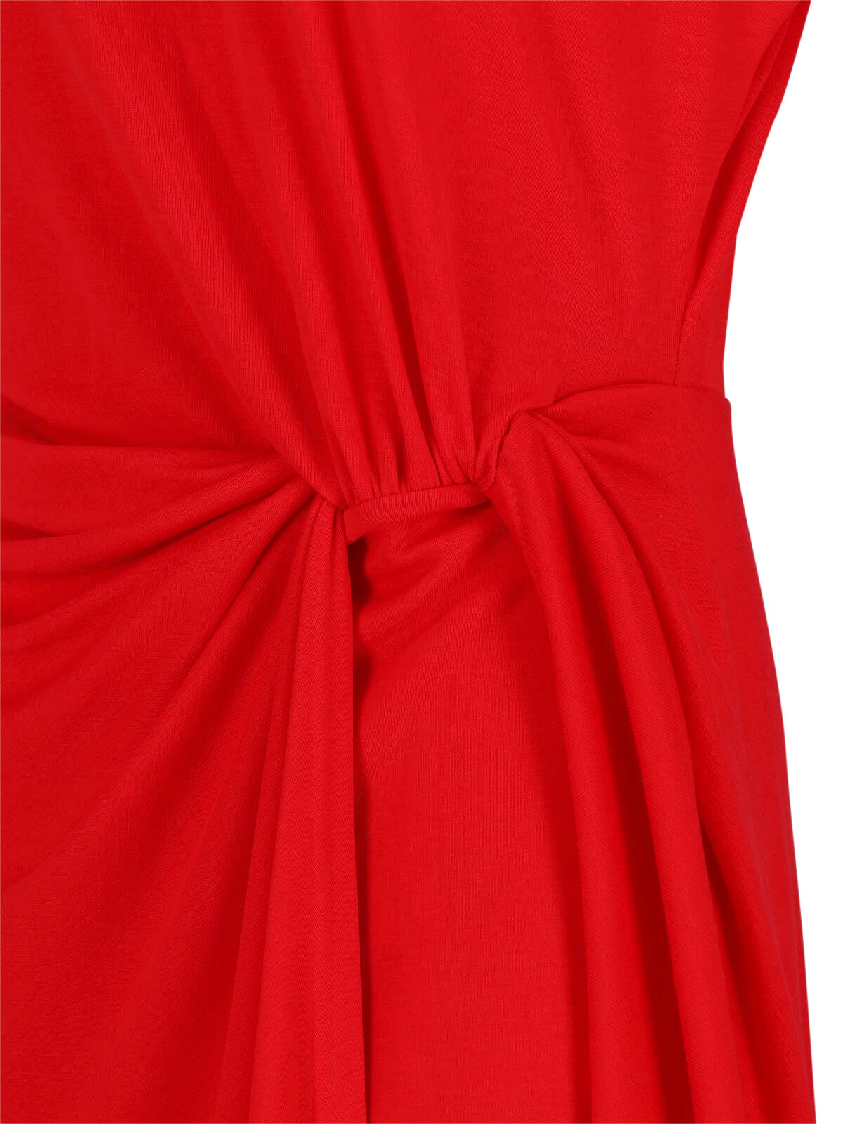 Red Gathered Detail Side Midi Dress