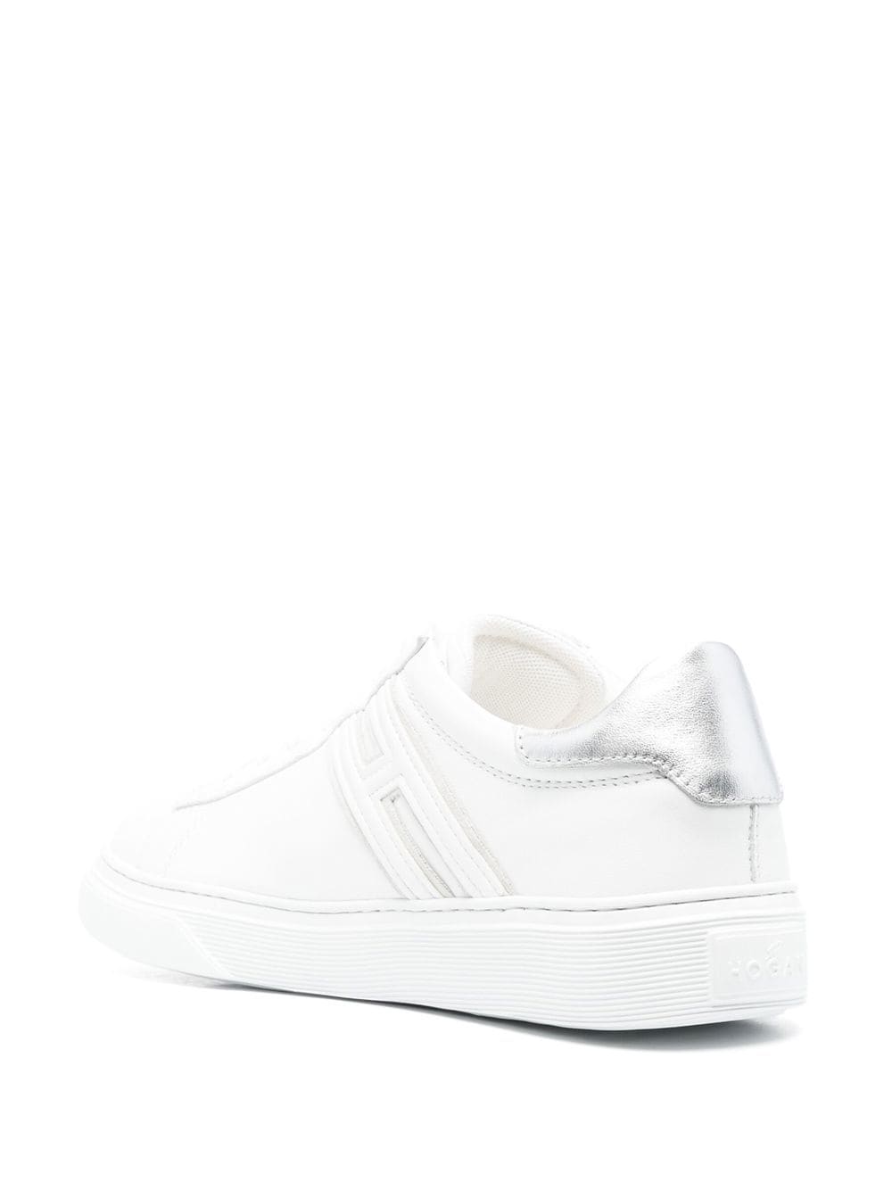 Leather Low-Top Tonal Metallic Accents Sneakers