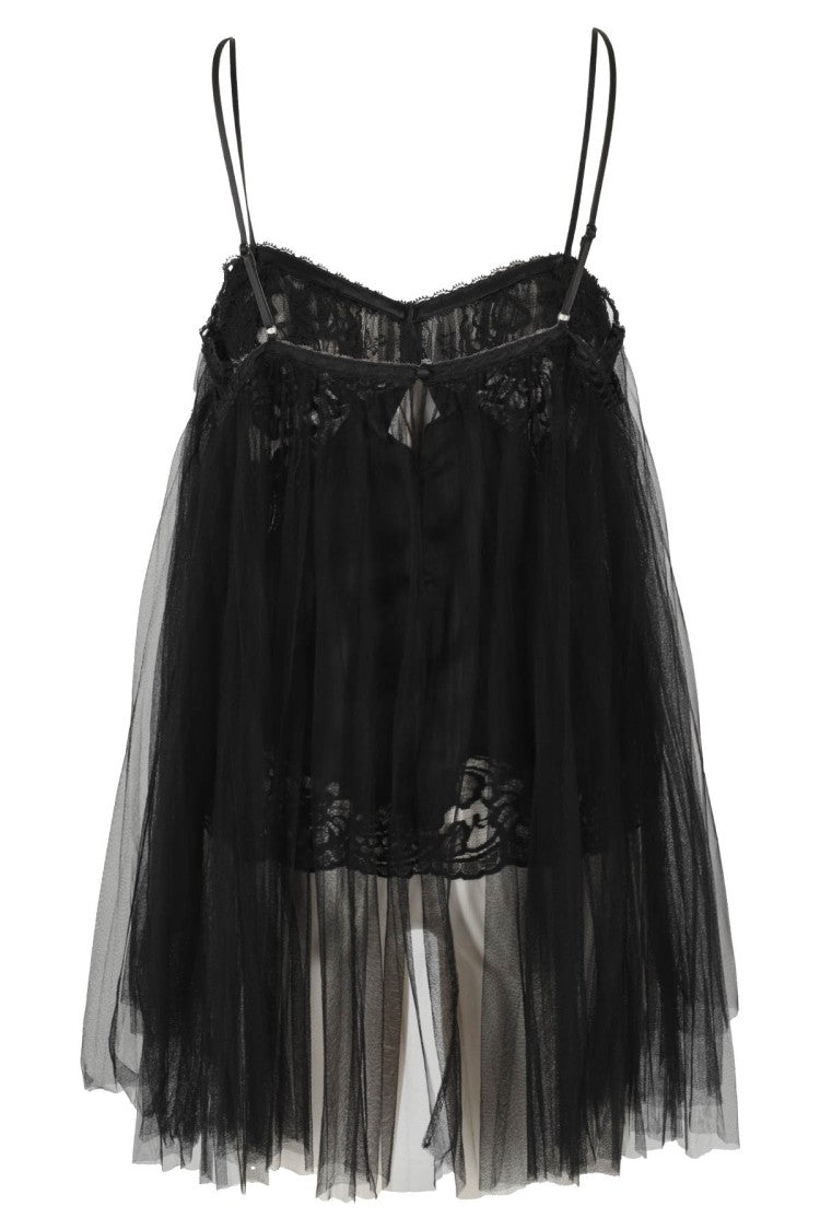 Silk Tank Tunic With Lace Appliqués