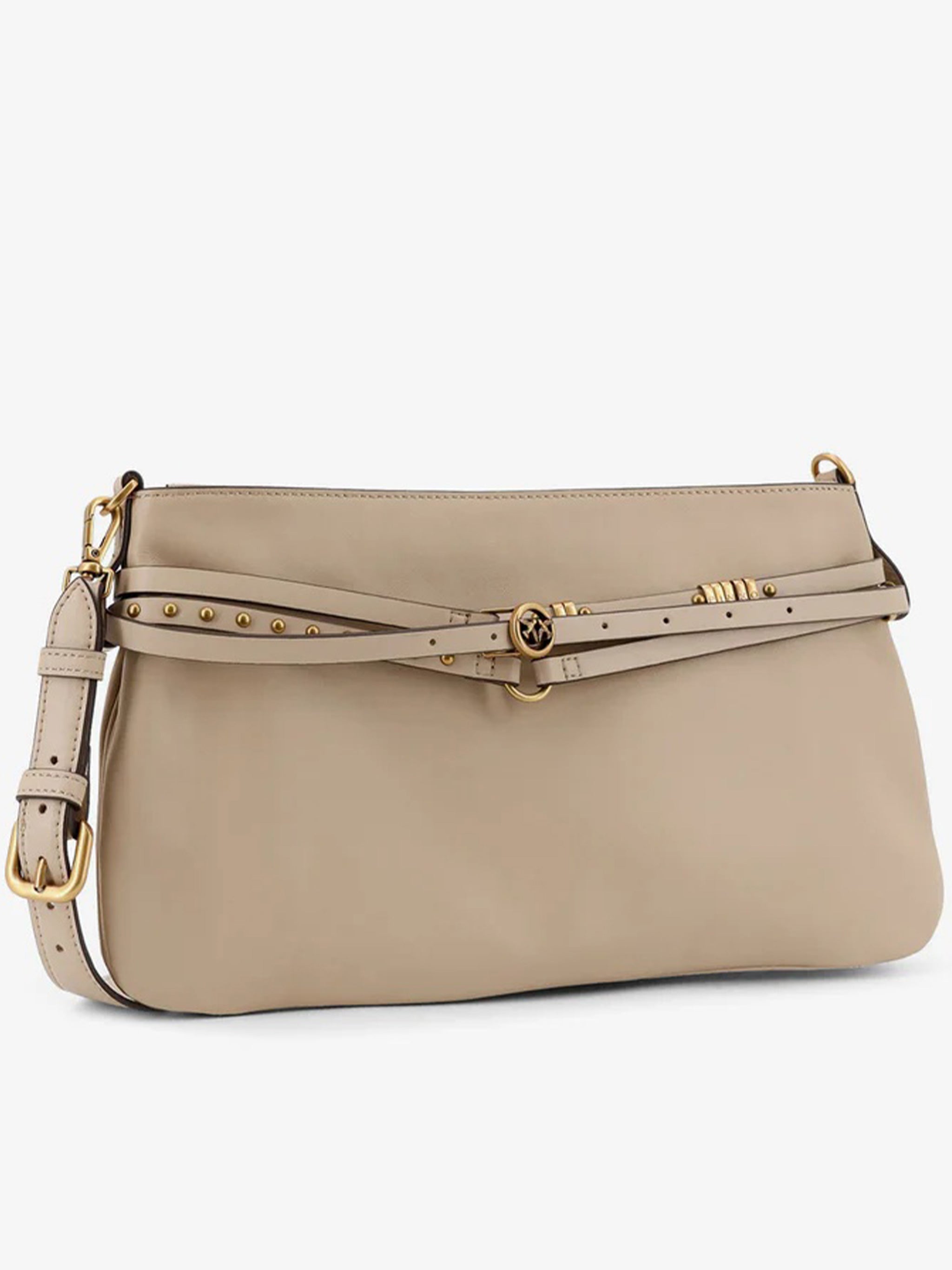 Neutral Mini Structured Studded Shoulder Bag